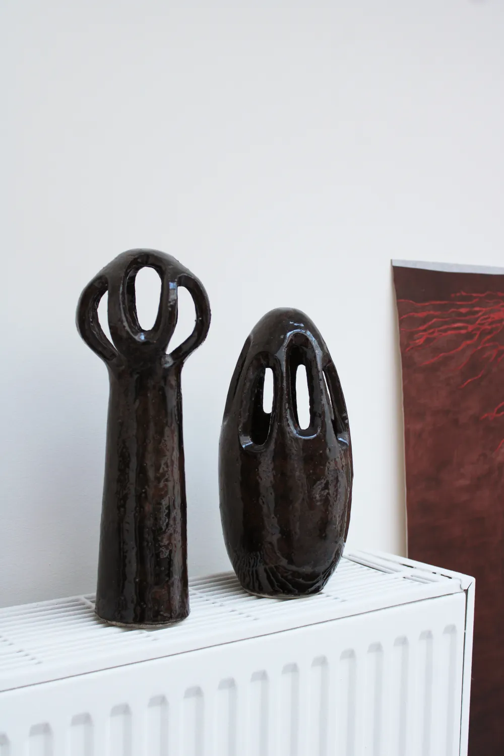 Dark glazed ceramic sculpture, Paris