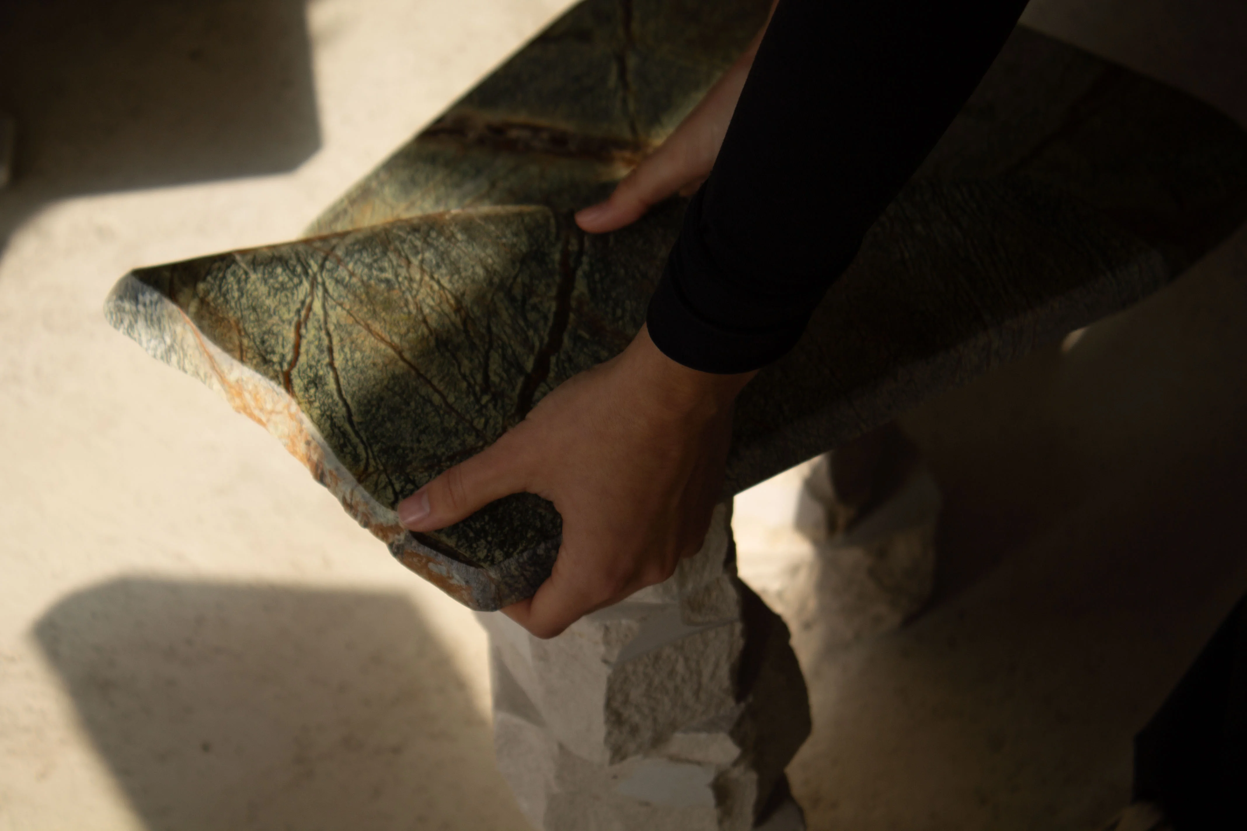 Neolithique Fragments 03, upcycled marble and stone side tables