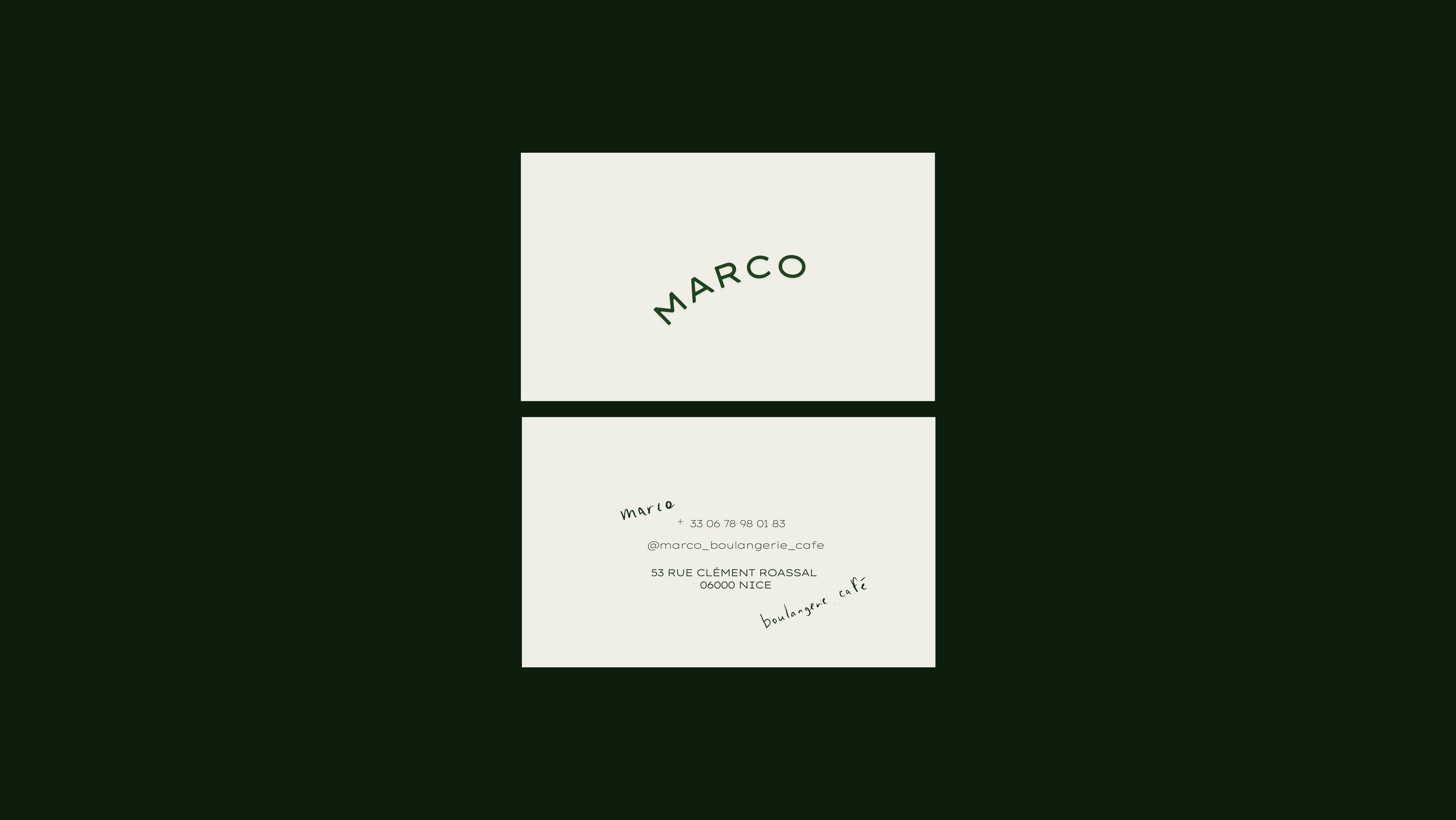 Marco Boulangerie Café business cards - Repose Studio